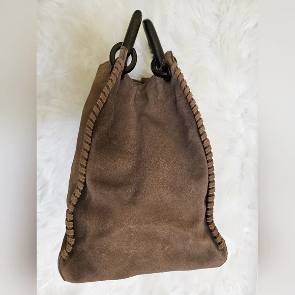 Authentic Gucci Hand Bag Bamboo Brown Suede Leather - Picture 5 of 17